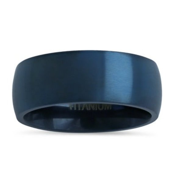 Titanium Blue 8mm Brushed Band Ring - Picture 3 of 4